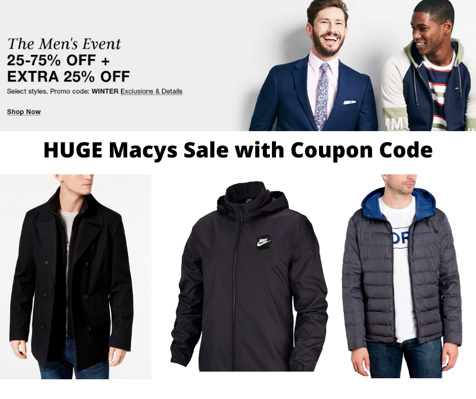 HUGE Designer Mens's Coats sale with Macys Coupon Code as low as 37!