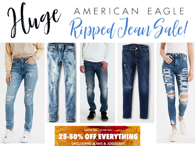 25-50% SALE on American Eagle Ripped Jeans & Jeggings for Men & Women!!