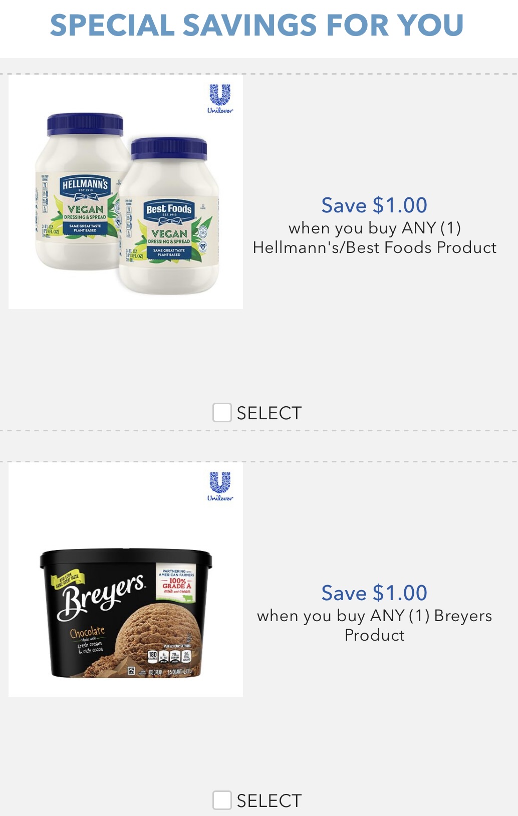 Hellmanns and Breyers coupons