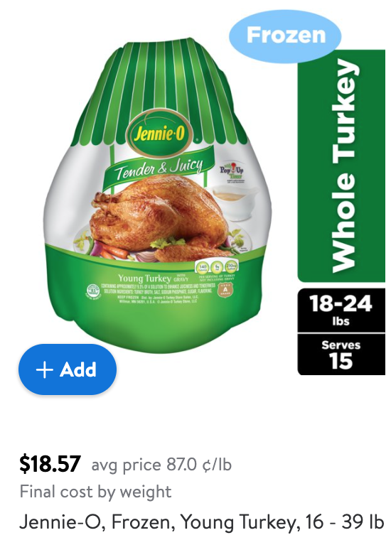 Walmart JennieO Turkey Prices 2021