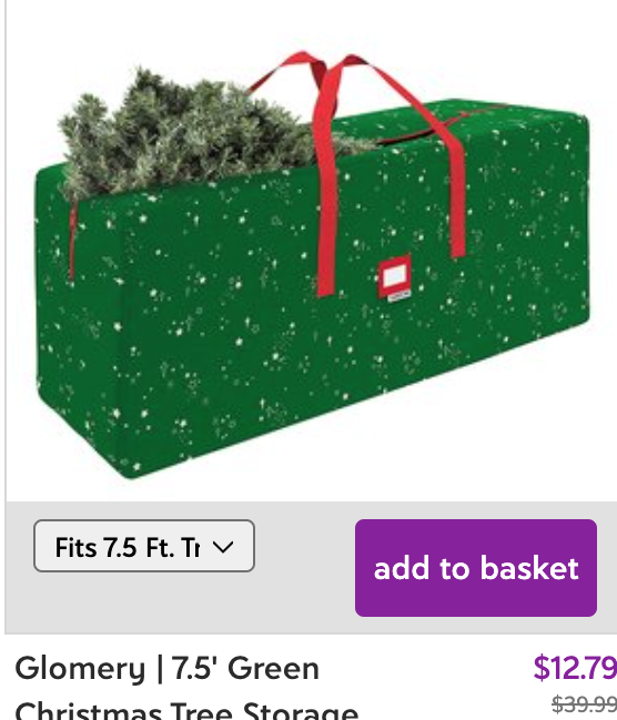 Zulily coupon codes Xmas tree storage