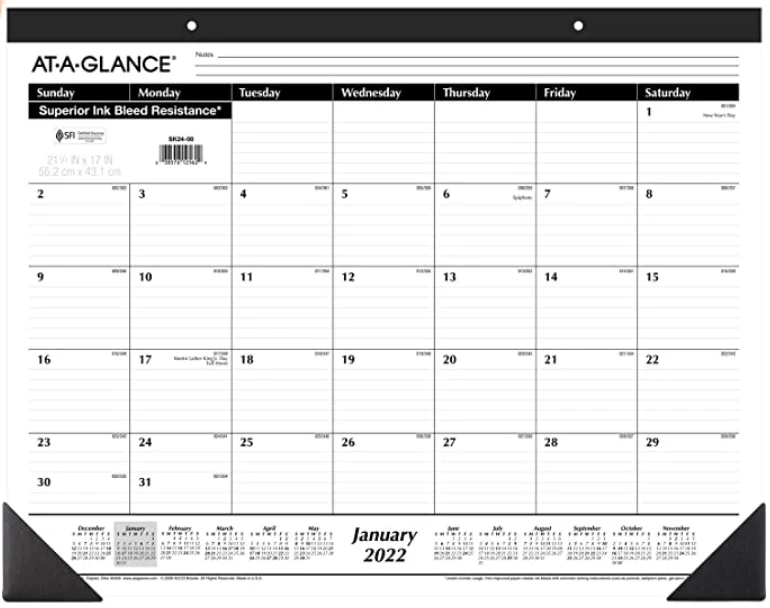 2022 Monthly Desk Calendar