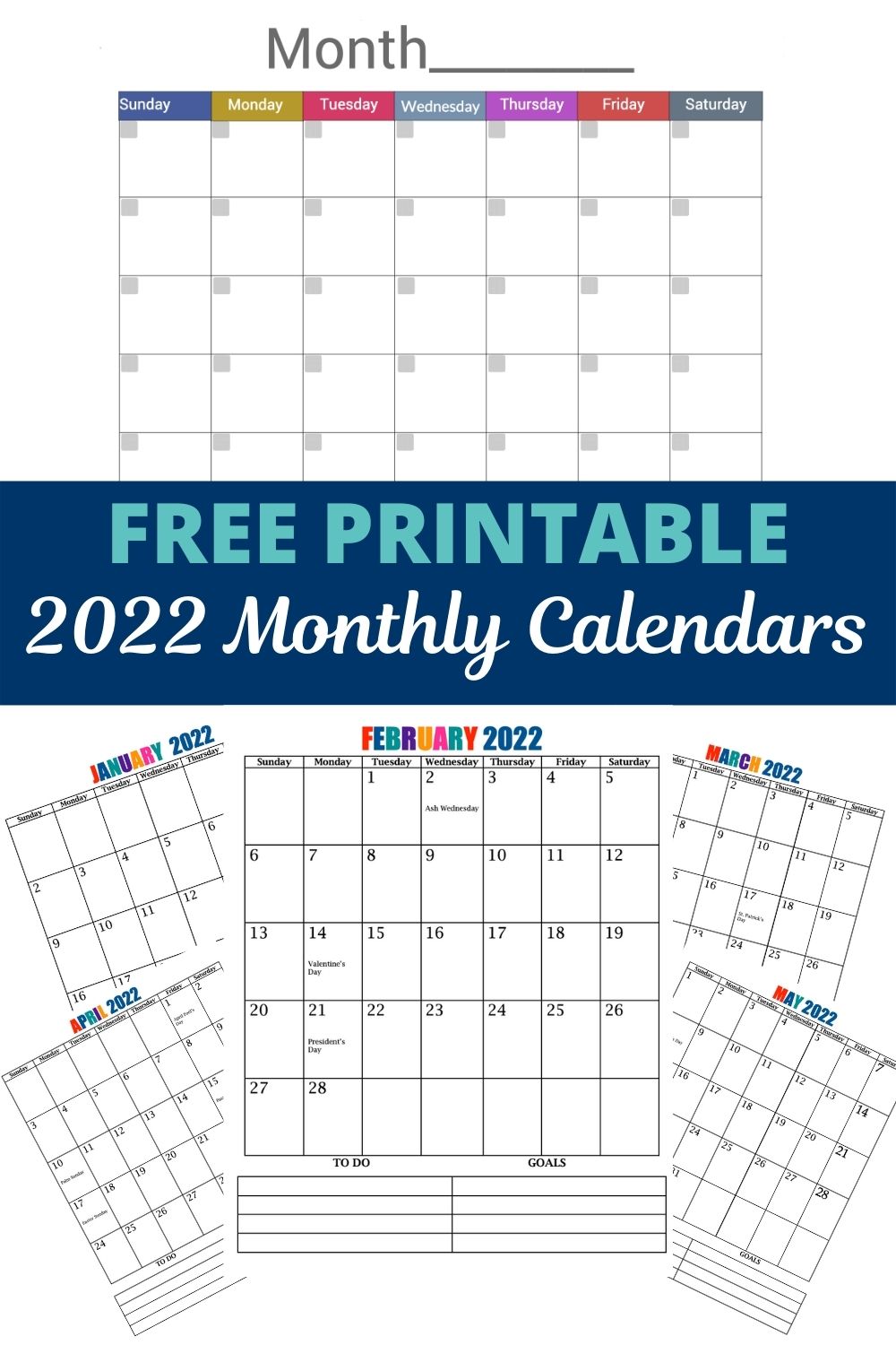 FREE monthly calendars pinterest