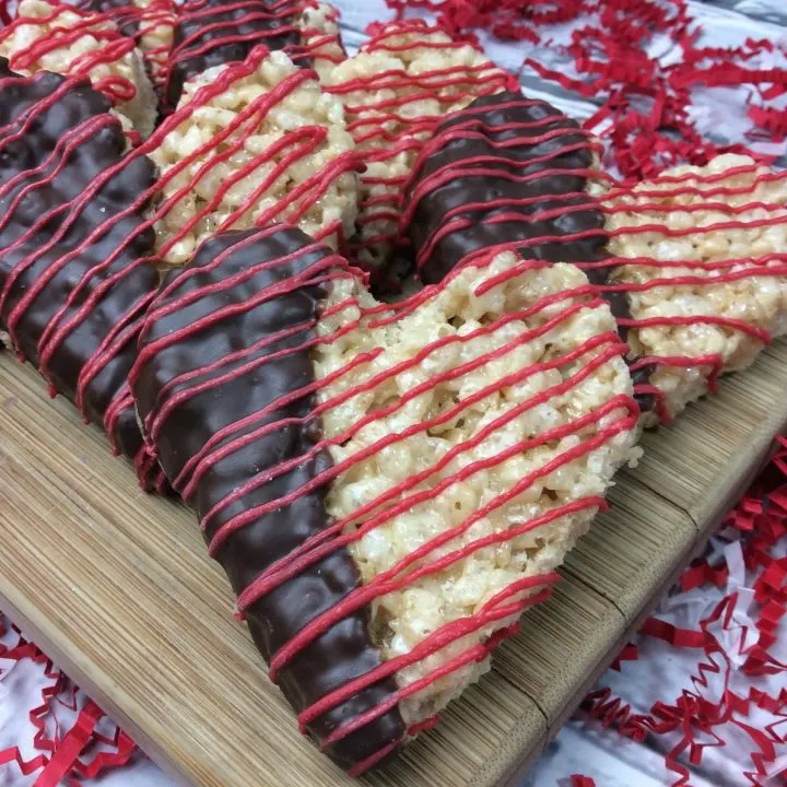 Heart Shaped Rice Krispie Treats dipped