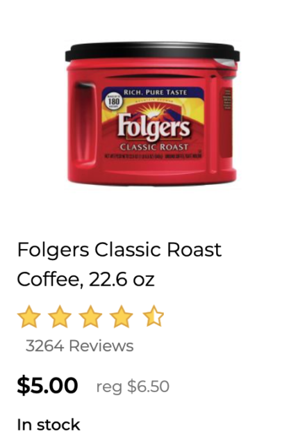 Printable Folgers Coffee Coupon + deals as low as $0.99