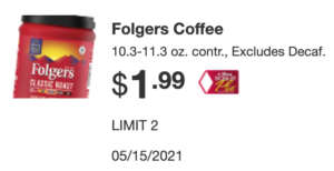 Printable Folgers Coffee Coupon + deals as low as $0.99