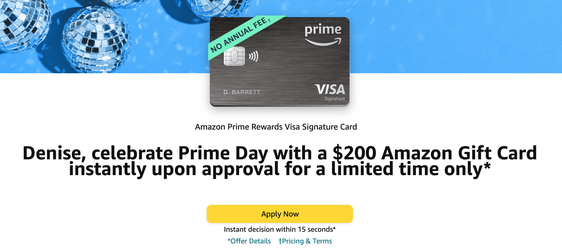 Amazon Credit Card $200 Free Prime Day