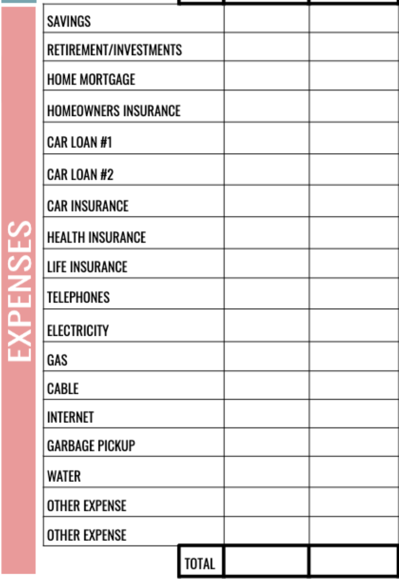 free printable monthly budget worksheet template