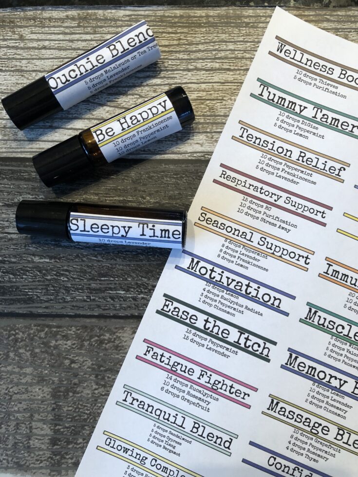 30 DIY Essential Oil Roller Ball Blends &amp; Recipes + Free Printable Labels