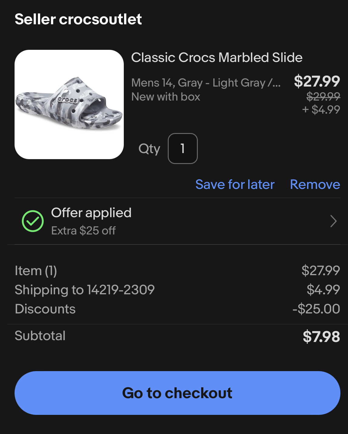 Crocs Coupon Code 25 off shipped cost as low as 7.98!!