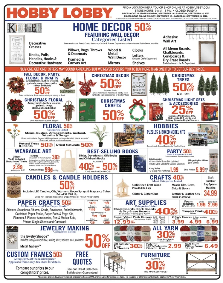 Hobby Lobby Weekly (9/18/22 - 9/24/22) Ad for this week ...