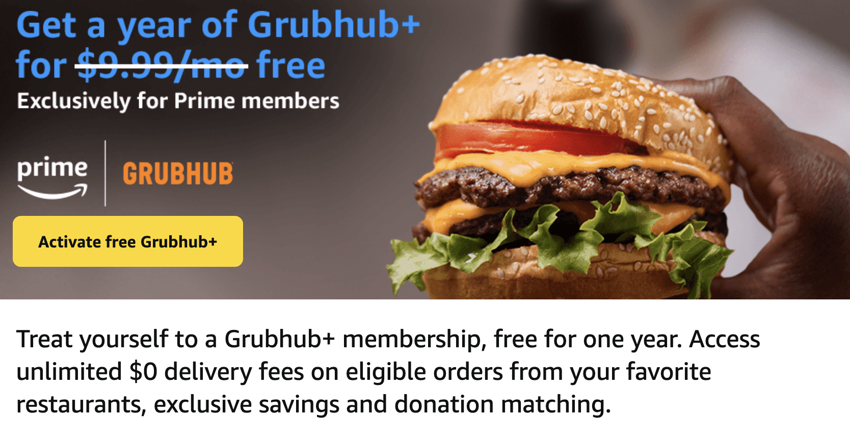Amazon Prime Free Grubhub 1