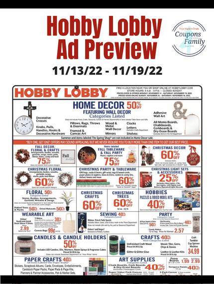 Hobby Lobby Weekly (11/13/22 - 11/19/22) Ad & Sale/Clearance ...