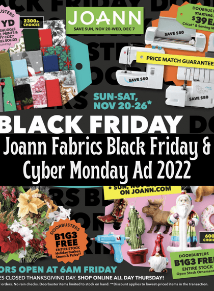 Joann Fabrics Black Friday Cyber Monday Ad 2022