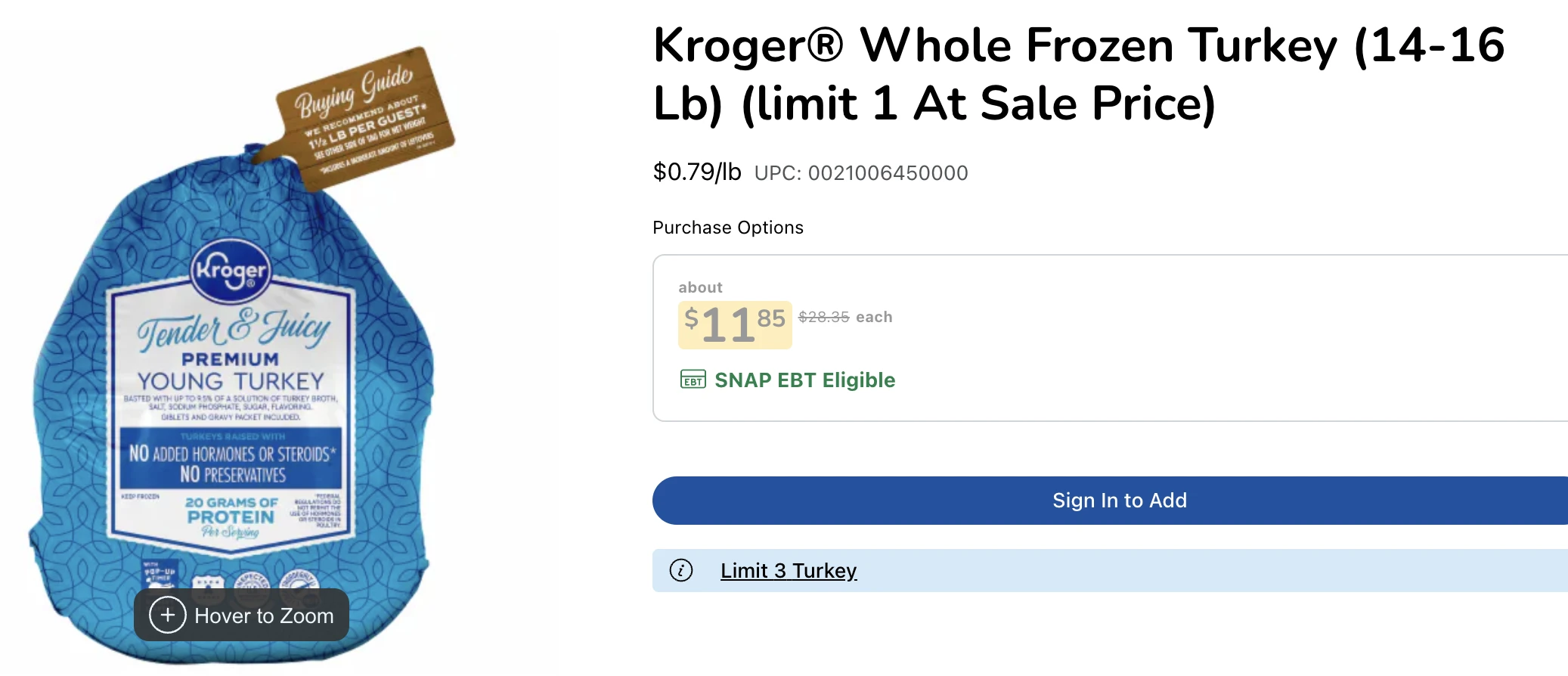 Kroger Turkey Prices 2023