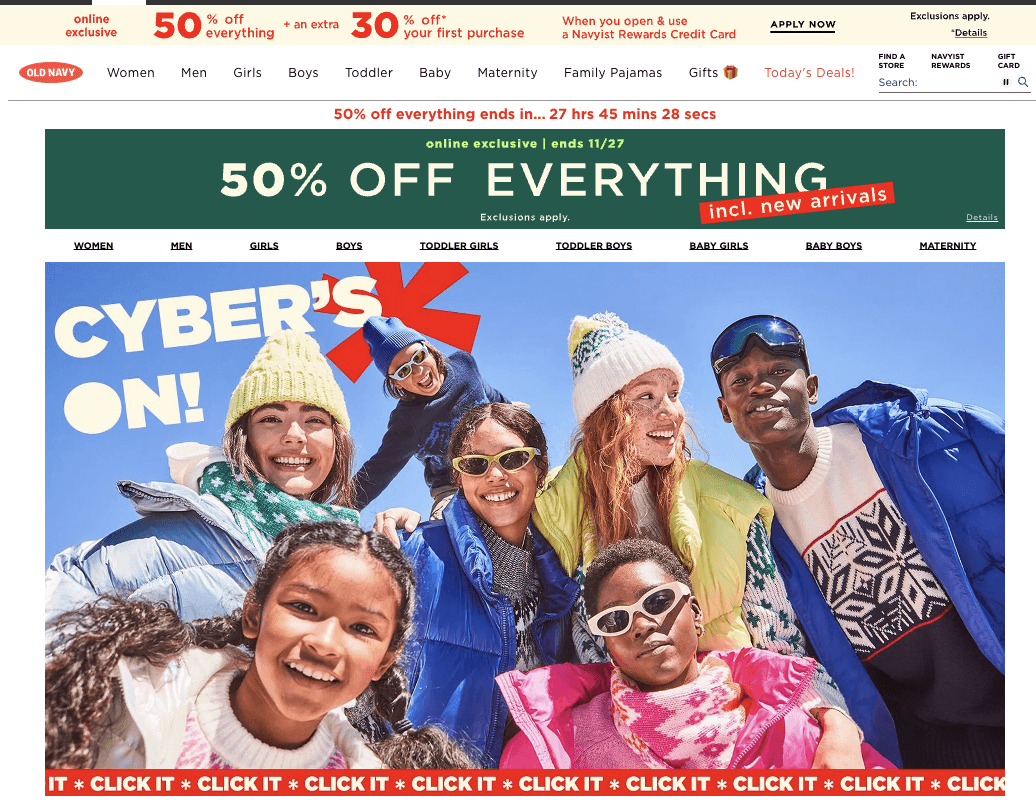 Old Navy Cyber Monday 2023 pg 1