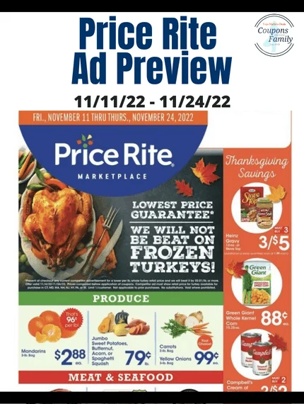 Price Rite Ad (11/11/22 - 11/24/22 ) Flyer: $.89lb Ham Shank ...