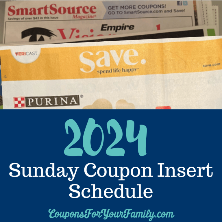 Check out the 2024 Sunday Coupon Inserts Schedule!!