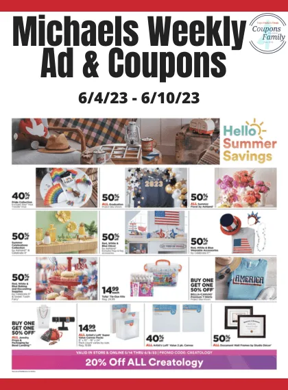 Michaels Weekly Ad & Coupon codes 6_4_23