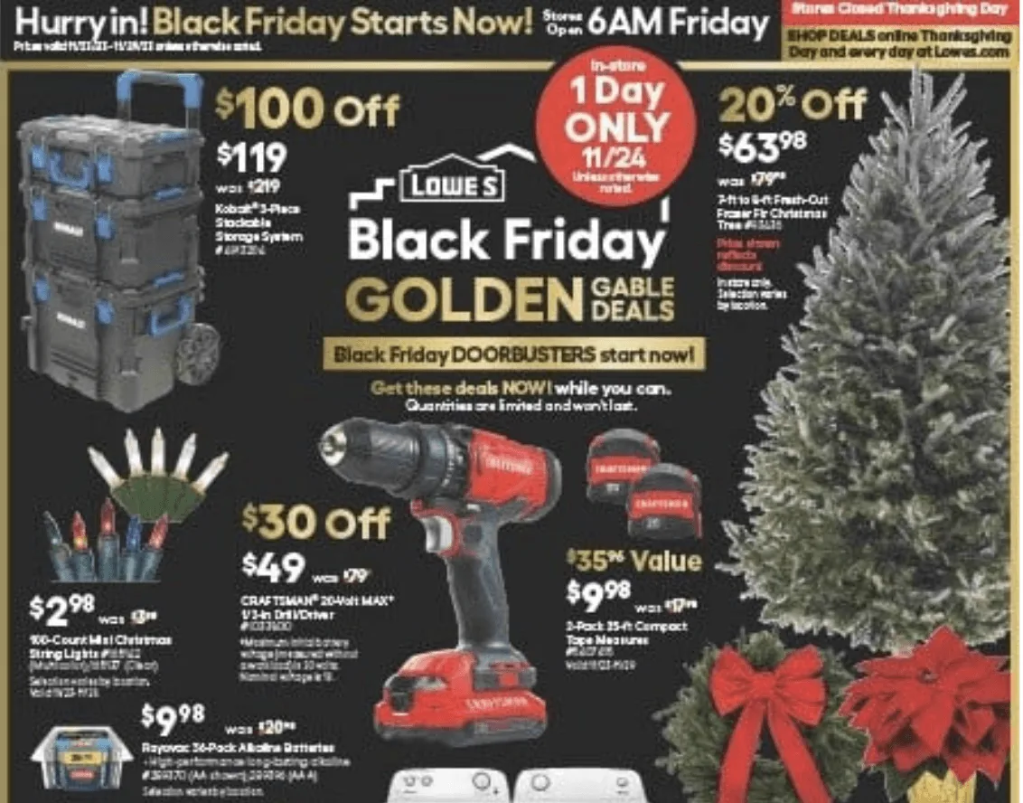 Lowes Black Friday Ad (11/24/23) One Day Only!