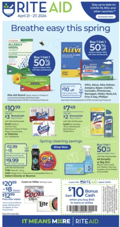 Rite Aid Weekly Ad 4_21_24 pg 1