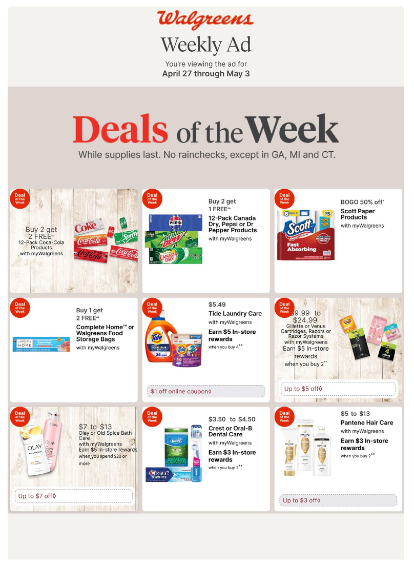 Walgreens Ad this week 4_27_25 pg 1
