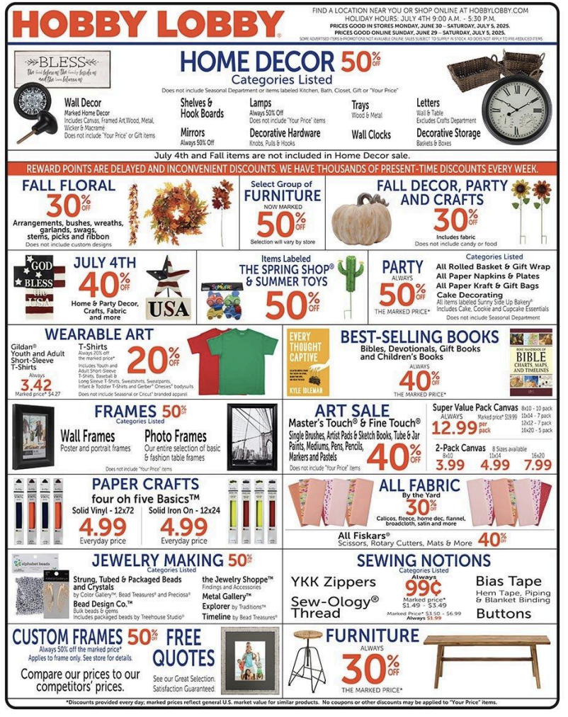 Hobby Lobby Ad this Week 6_29_25 pg 1