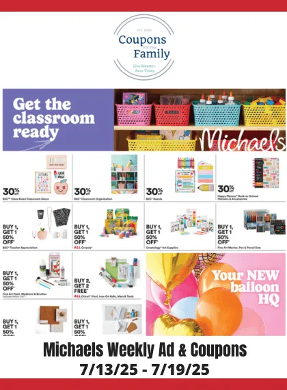 Michaels Weekly Ad & Coupon codes 7_13_25
