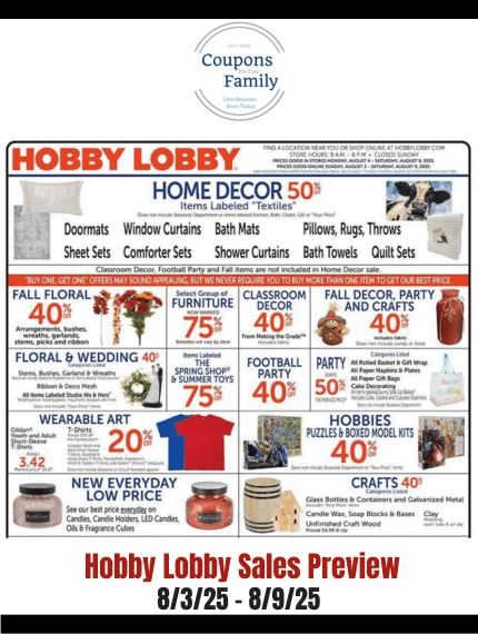 Hobby Lobby Ad This week 8_3_25