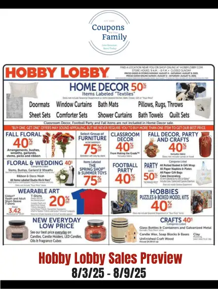Hobby Lobby Ad This week 8_3_25