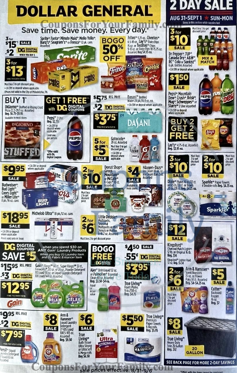 Dollar General Ad 8_31_25 pg 1