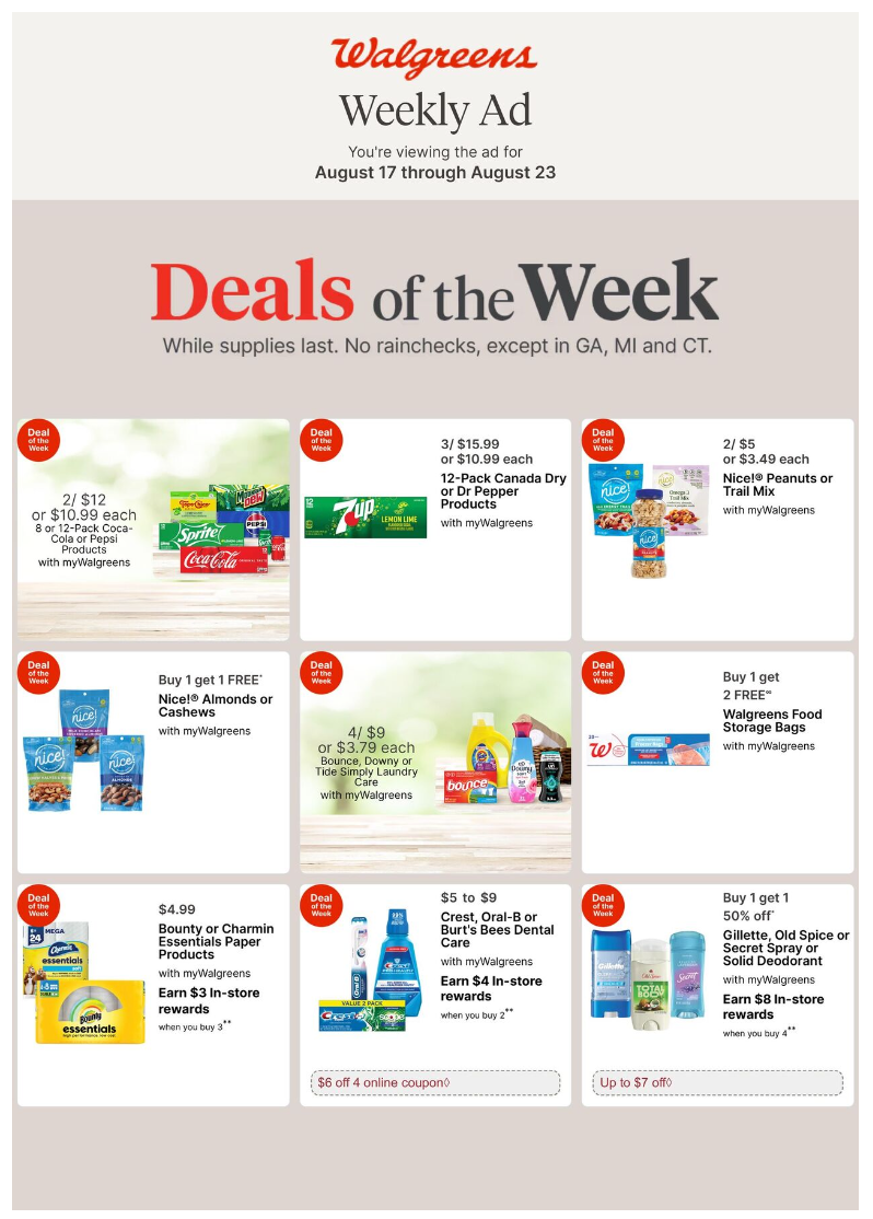 Walgreens Ad this week 8_17_25 pg 1
