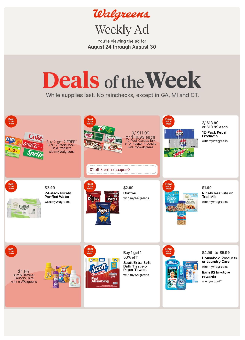 Walgreens Ad this week 8_24_25 pg 1