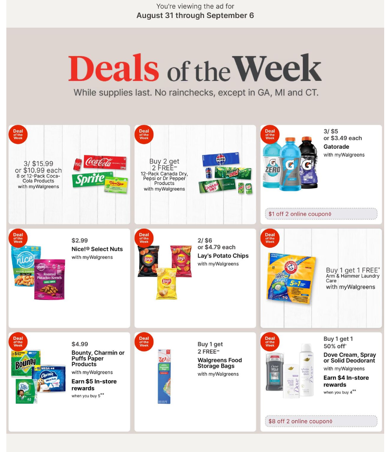 Walgreens Ad this week 8_31_25 pg 1