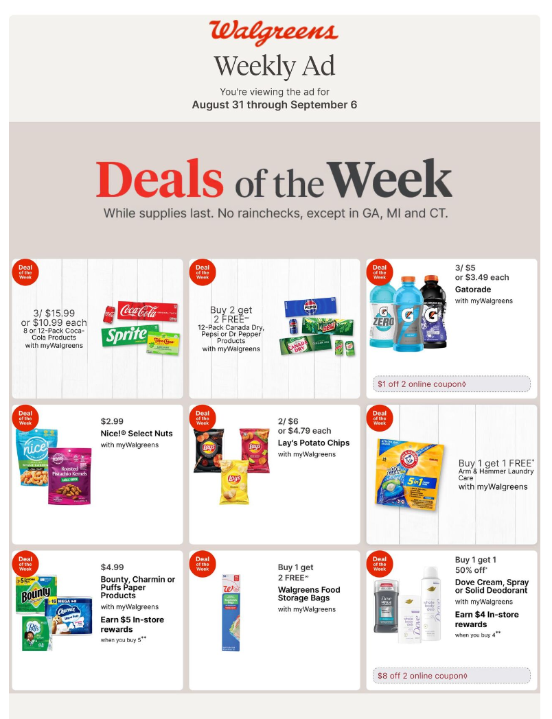 Walgreens Ad this week 8_31_25 pg 1