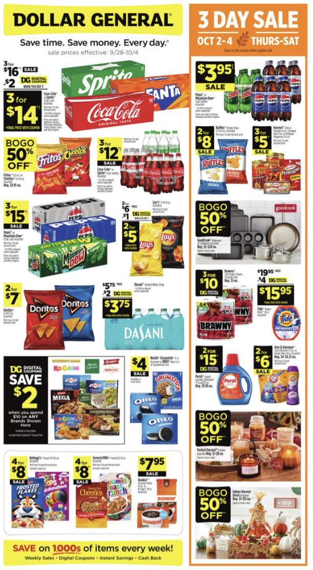 Dollar General Ad 9_28_25 pg 1