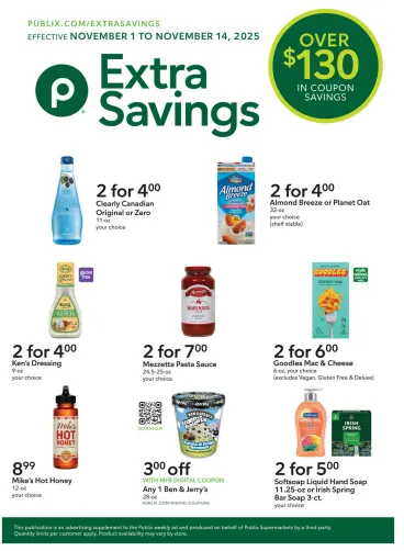 Publix Extra Savings Ad 11_1_25 pg1