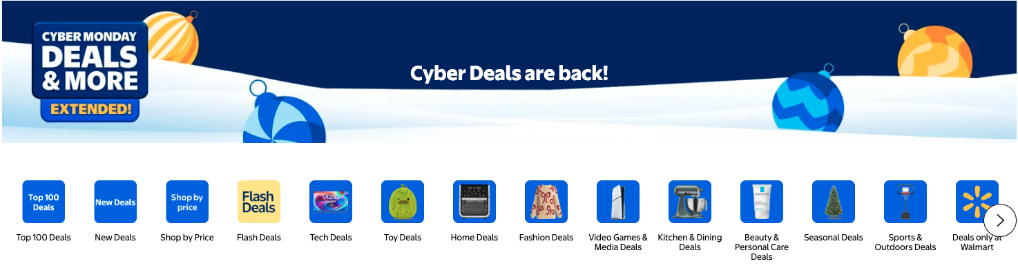 Walmart Weekly Ad Cyber Deals 12_6_25 pg 1