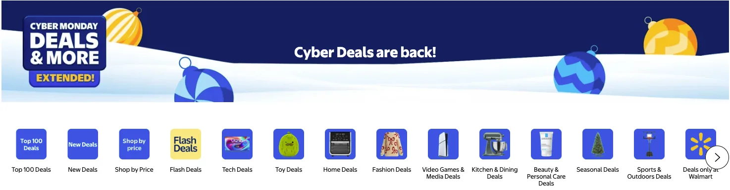 Walmart Weekly Ad Cyber Deals 12_6_25 pg 1