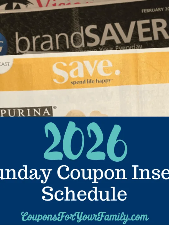 sunday coupon inserts schedule 2026