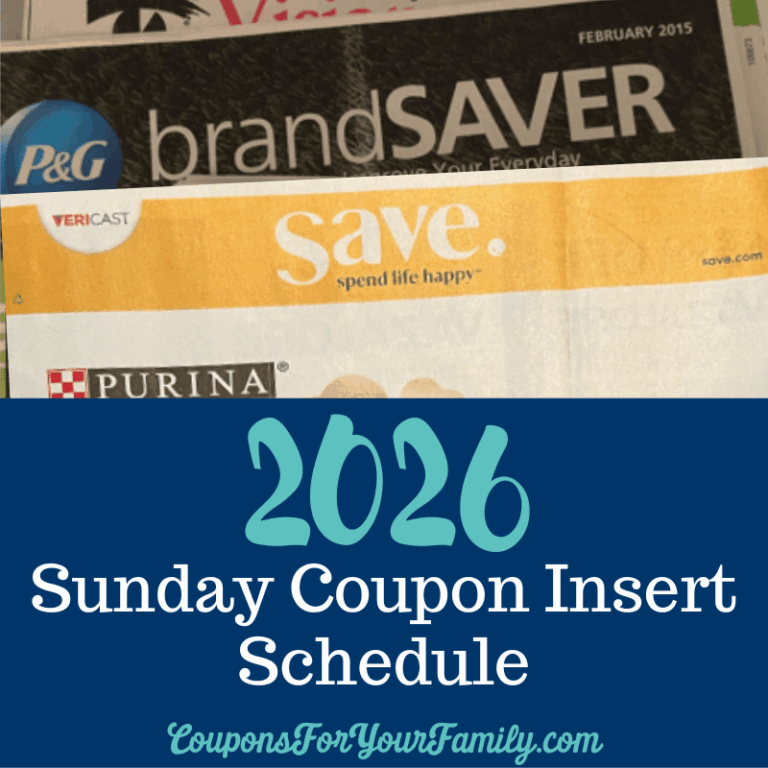 Check out the 2026 Sunday Coupon Inserts Schedule!!