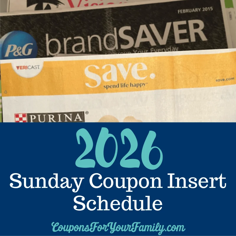 sunday coupon inserts schedule 2026