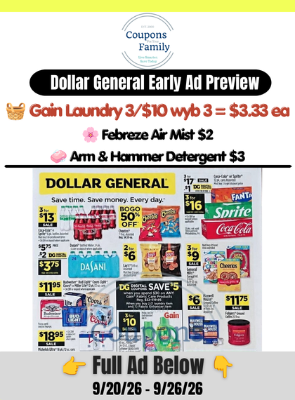 Dollar General Ad Preview 9:20:26